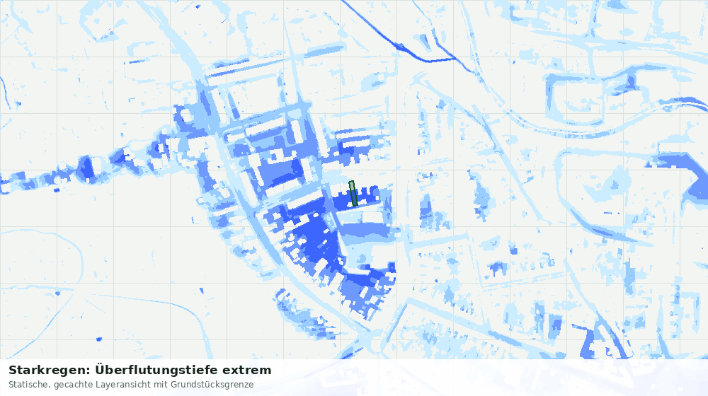 Statische Kartenansicht: Starkregen: Überflutungstiefe extrem