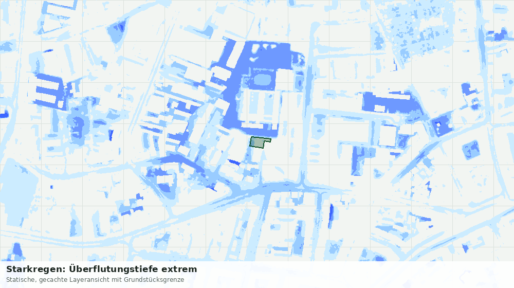 Statische Kartenansicht: Starkregen: Überflutungstiefe extrem