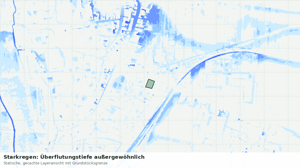 Statische Kartenansicht: Starkregen: Überflutungstiefe außergewöhnlich