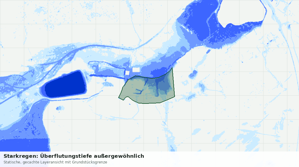 Statische Kartenansicht: Starkregen: Überflutungstiefe außergewöhnlich