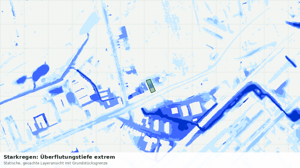 Statische Kartenansicht: Starkregen: Überflutungstiefe extrem