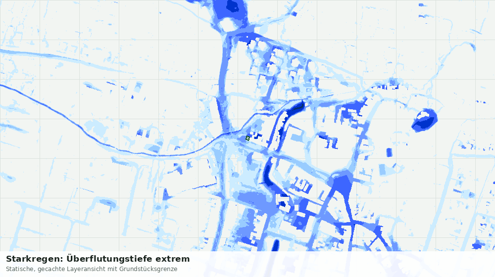 Statische Kartenansicht: Starkregen: Überflutungstiefe extrem