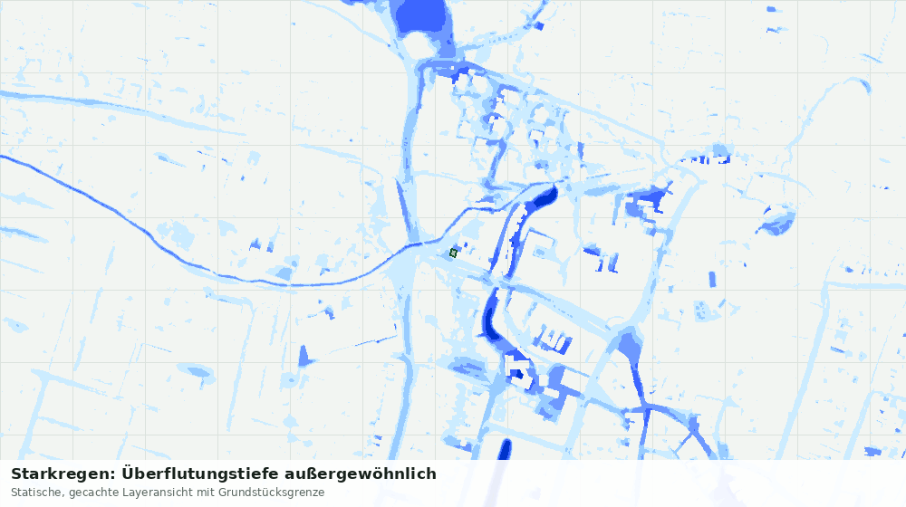 Statische Kartenansicht: Starkregen: Überflutungstiefe außergewöhnlich