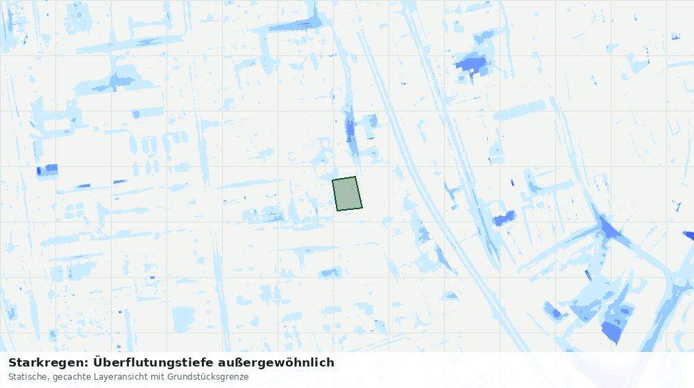 Statische Kartenansicht: Starkregen: Überflutungstiefe außergewöhnlich