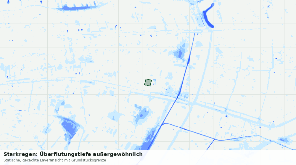 Statische Kartenansicht: Starkregen: Überflutungstiefe außergewöhnlich