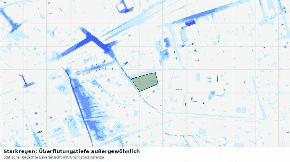 Statische Kartenansicht: Starkregen: Überflutungstiefe außergewöhnlich