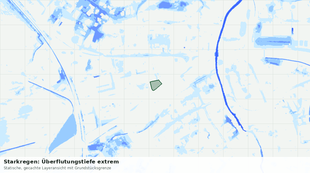 Statische Kartenansicht: Starkregen: Überflutungstiefe extrem