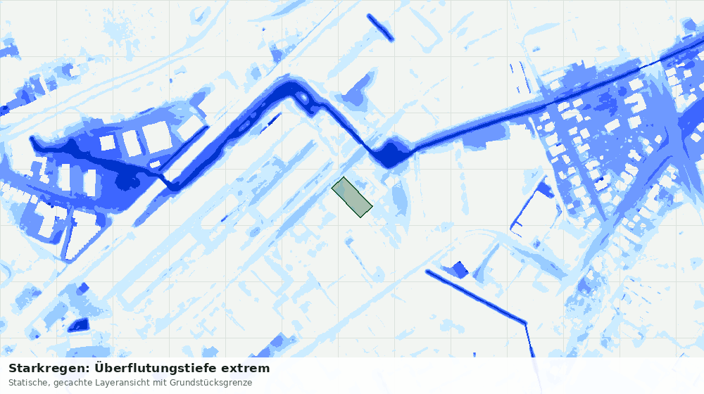 Statische Kartenansicht: Starkregen: Überflutungstiefe extrem