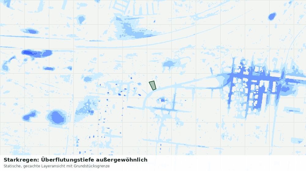 Statische Kartenansicht: Starkregen: Überflutungstiefe außergewöhnlich