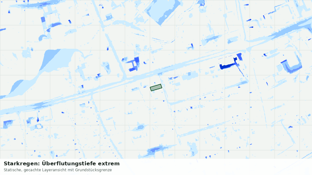 Statische Kartenansicht: Starkregen: Überflutungstiefe extrem