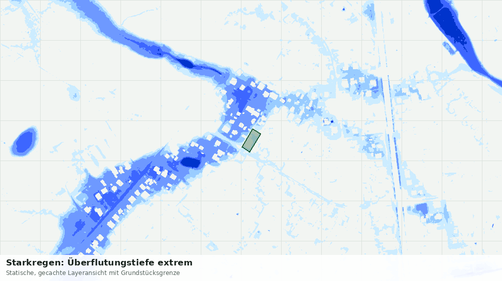 Statische Kartenansicht: Starkregen: Überflutungstiefe extrem