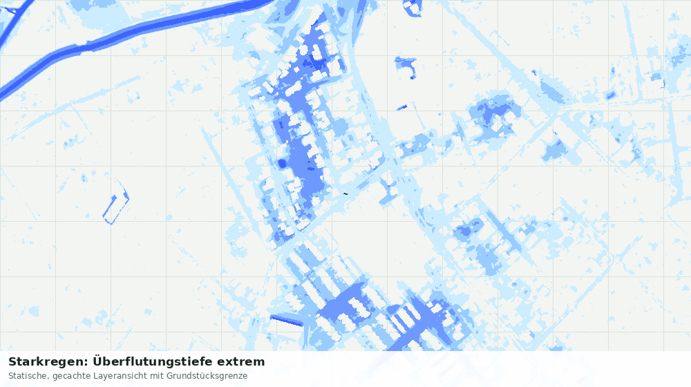 Statische Kartenansicht: Starkregen: Überflutungstiefe extrem
