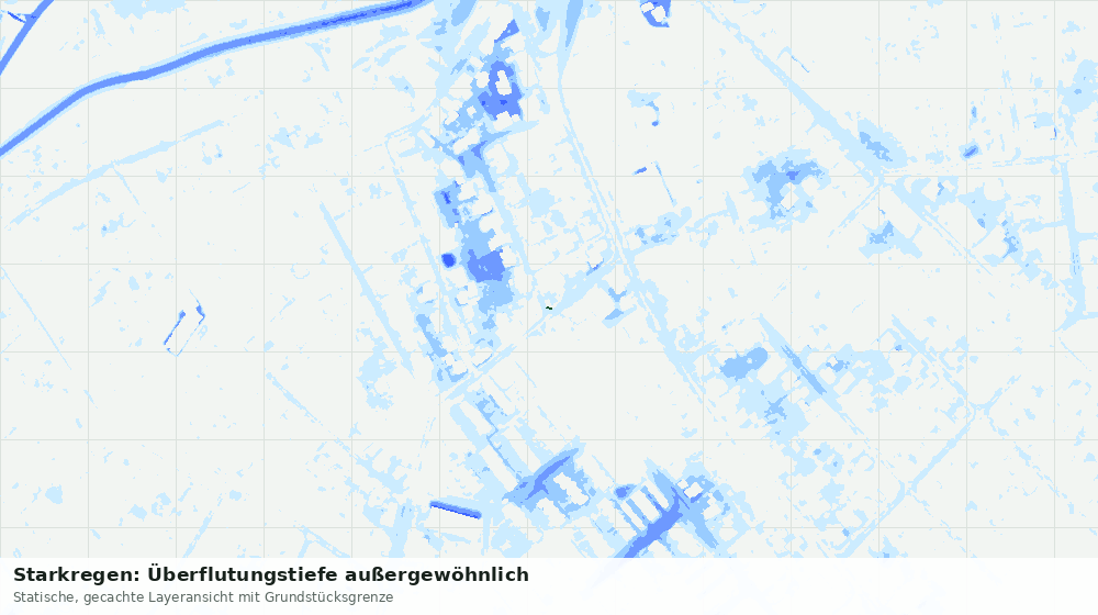 Statische Kartenansicht: Starkregen: Überflutungstiefe außergewöhnlich