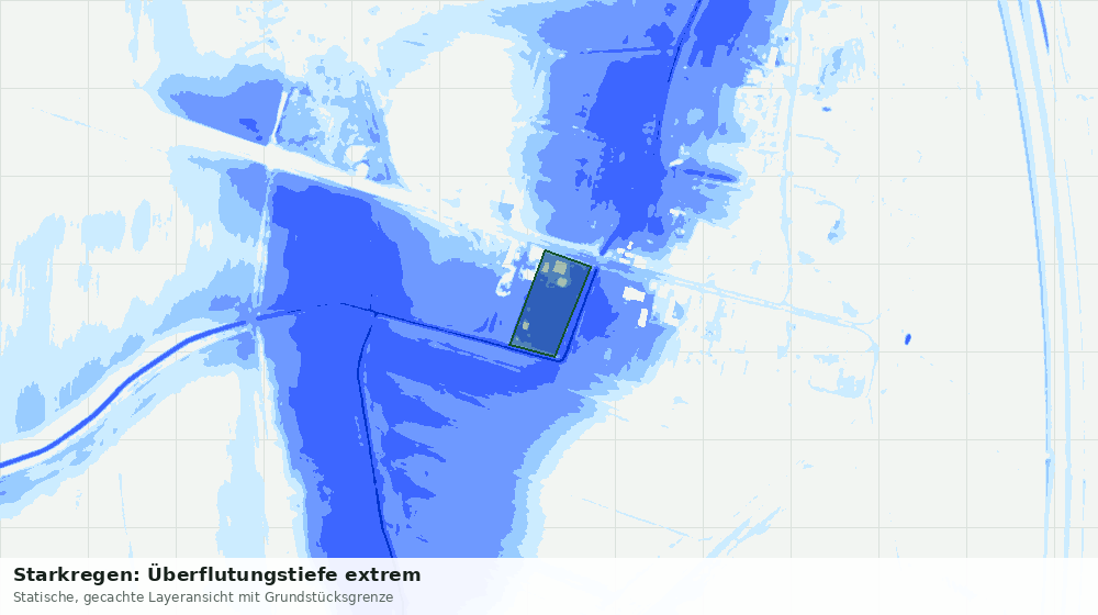 Statische Kartenansicht: Starkregen: Überflutungstiefe extrem