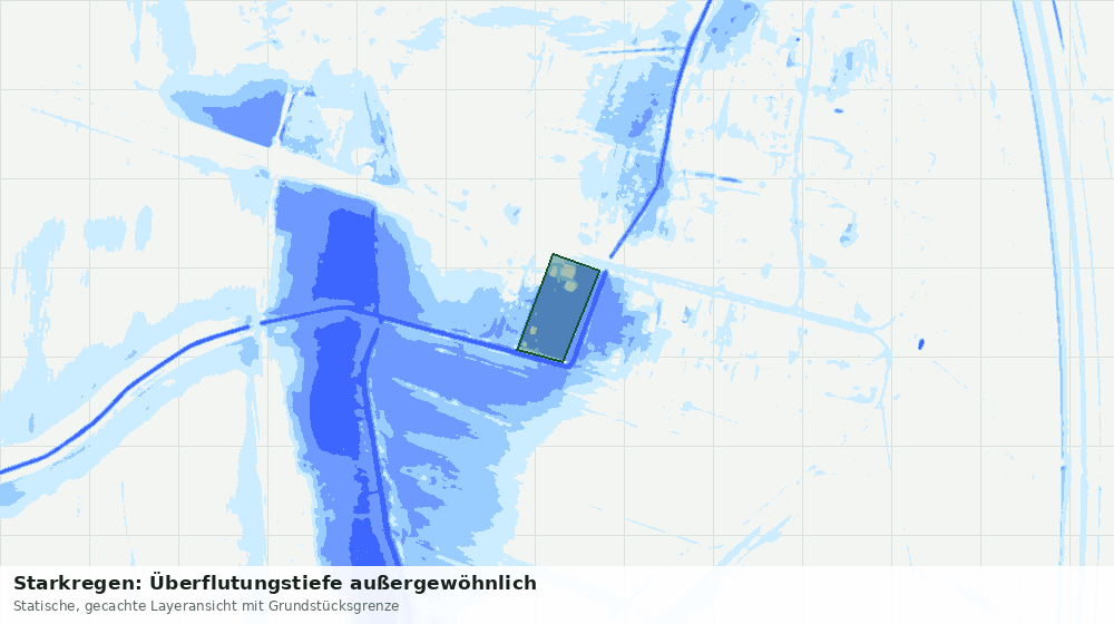 Statische Kartenansicht: Starkregen: Überflutungstiefe außergewöhnlich