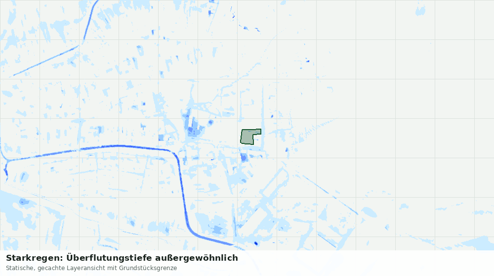 Statische Kartenansicht: Starkregen: Überflutungstiefe außergewöhnlich