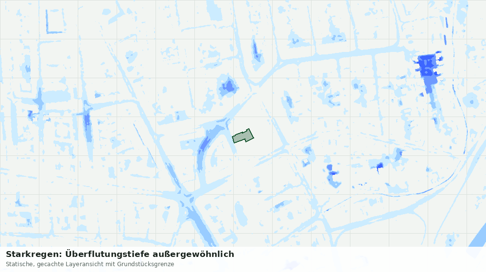 Statische Kartenansicht: Starkregen: Überflutungstiefe außergewöhnlich