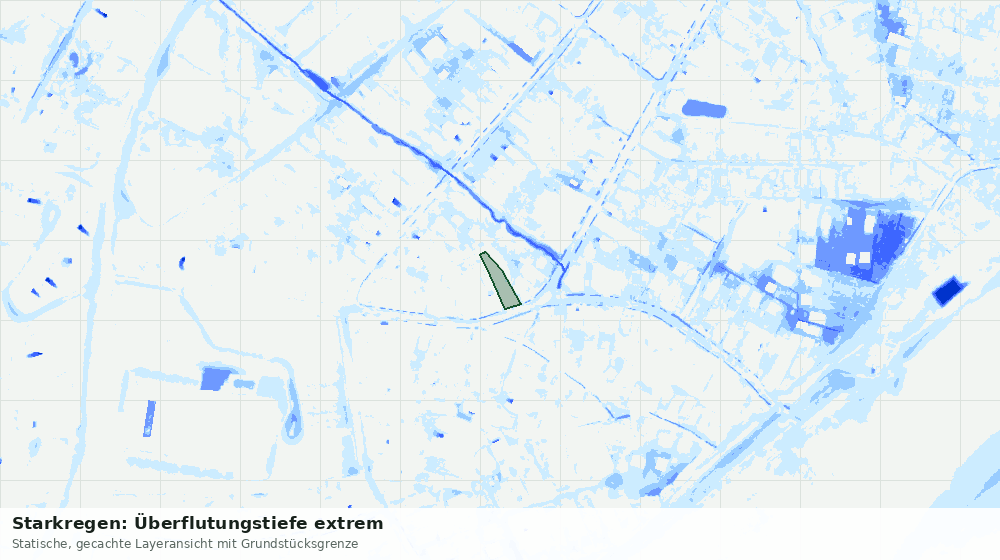 Statische Kartenansicht: Starkregen: Überflutungstiefe extrem