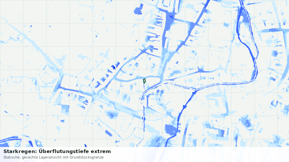 Statische Kartenansicht: Starkregen: Überflutungstiefe extrem