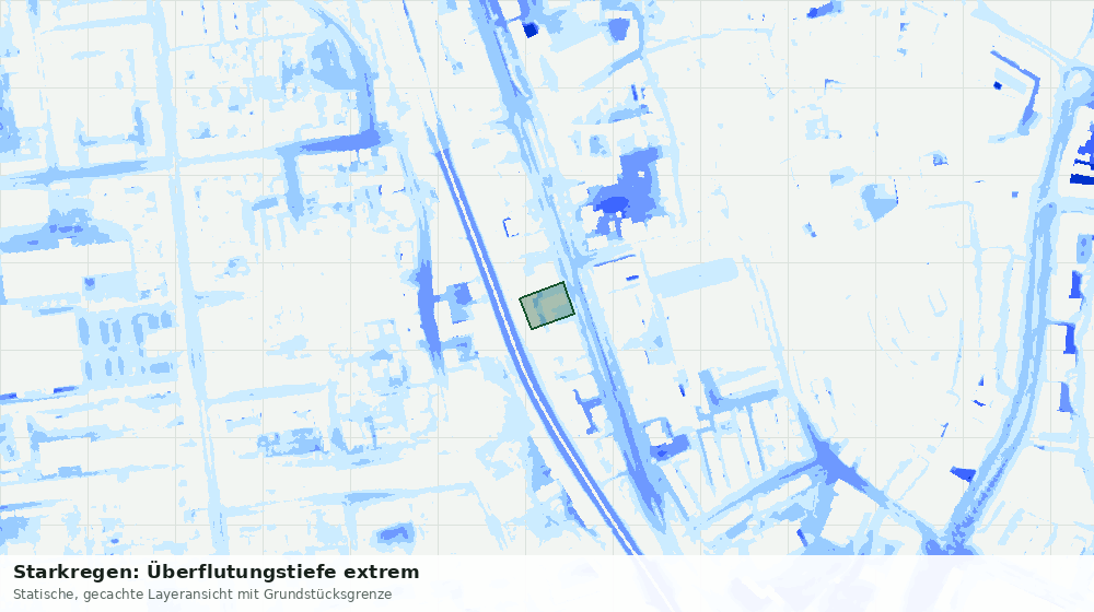 Statische Kartenansicht: Starkregen: Überflutungstiefe extrem