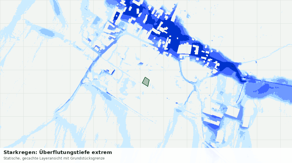 Statische Kartenansicht: Starkregen: Überflutungstiefe extrem