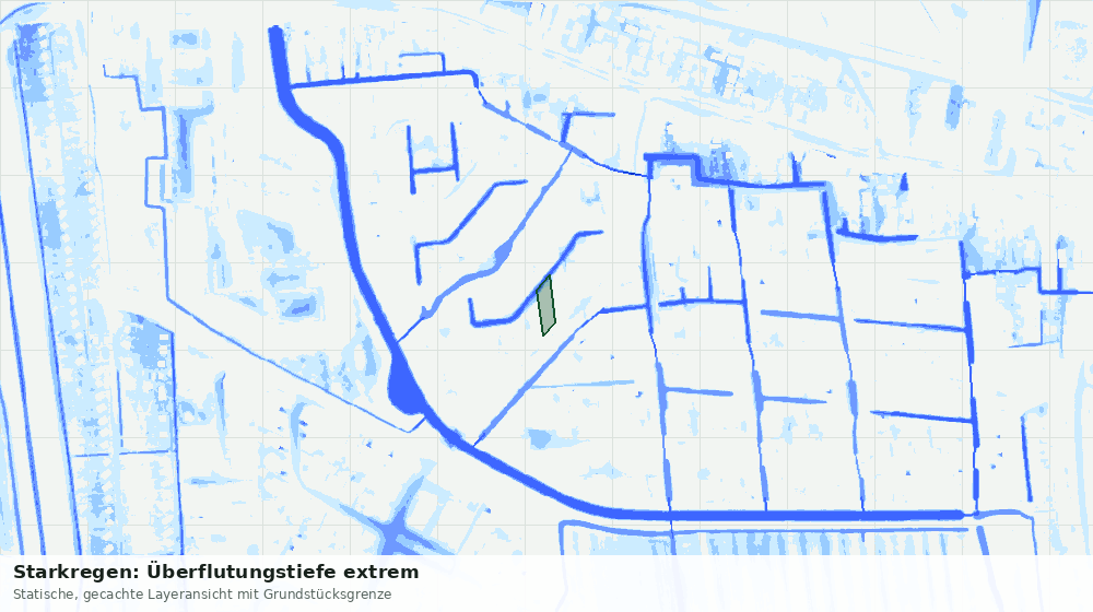 Statische Kartenansicht: Starkregen: Überflutungstiefe extrem