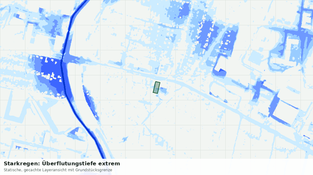 Statische Kartenansicht: Starkregen: Überflutungstiefe extrem