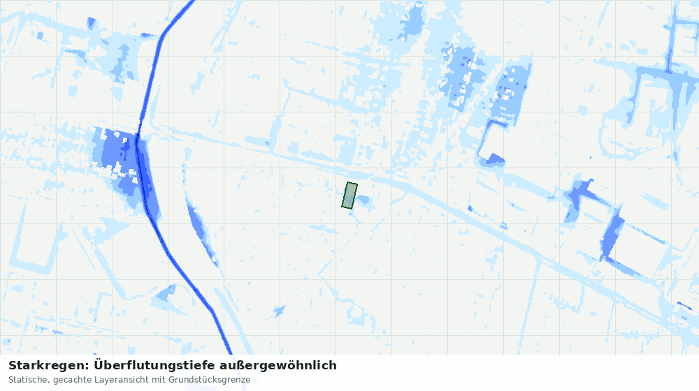 Statische Kartenansicht: Starkregen: Überflutungstiefe außergewöhnlich