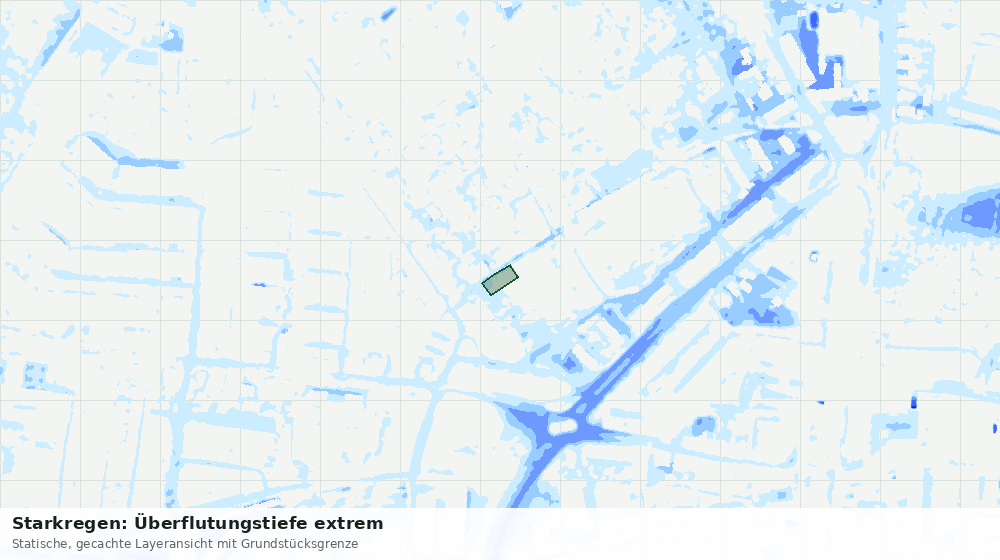 Statische Kartenansicht: Starkregen: Überflutungstiefe extrem