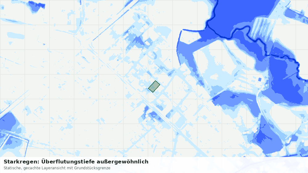 Statische Kartenansicht: Starkregen: Überflutungstiefe außergewöhnlich