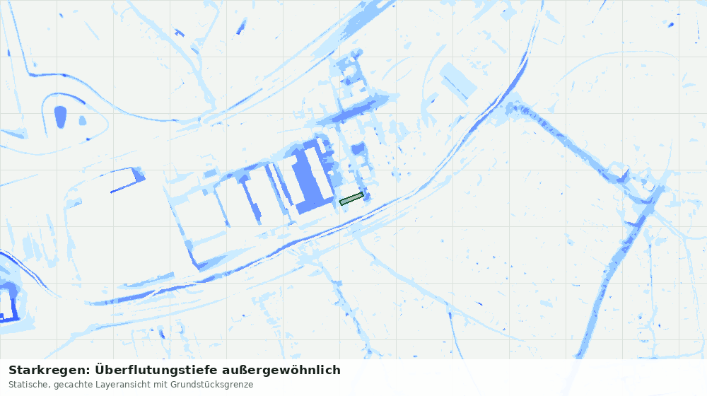 Statische Kartenansicht: Starkregen: Überflutungstiefe außergewöhnlich