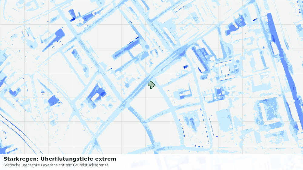 Statische Kartenansicht: Starkregen: Überflutungstiefe extrem