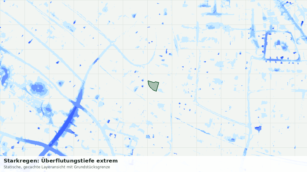 Statische Kartenansicht: Starkregen: Überflutungstiefe extrem