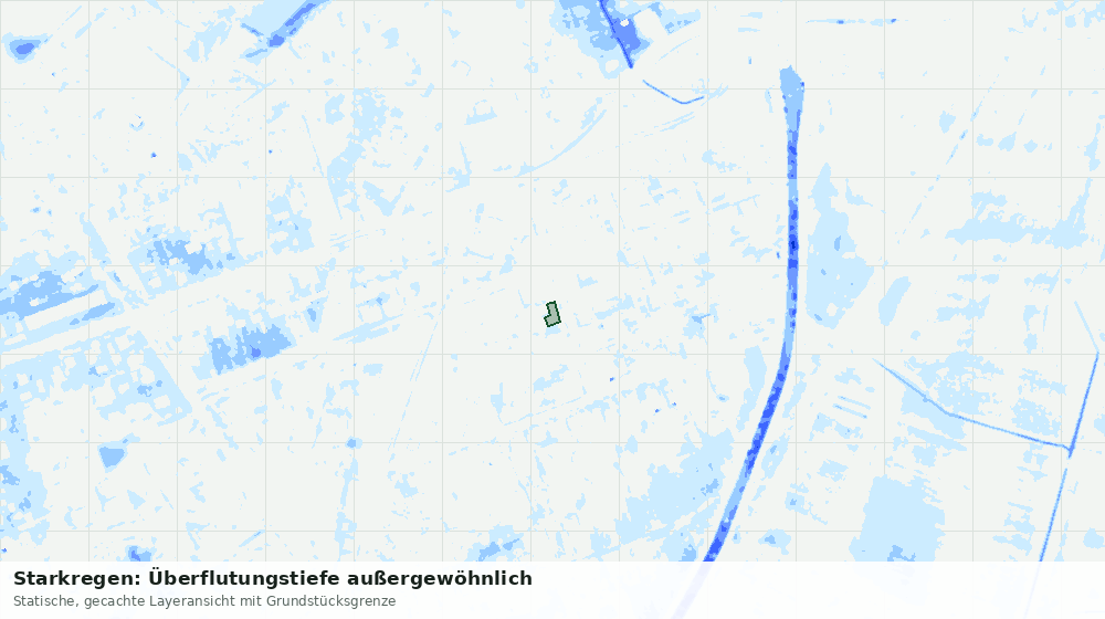 Statische Kartenansicht: Starkregen: Überflutungstiefe außergewöhnlich