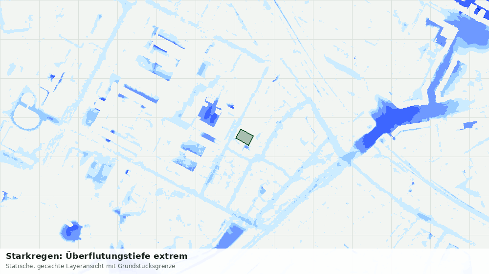 Statische Kartenansicht: Starkregen: Überflutungstiefe extrem