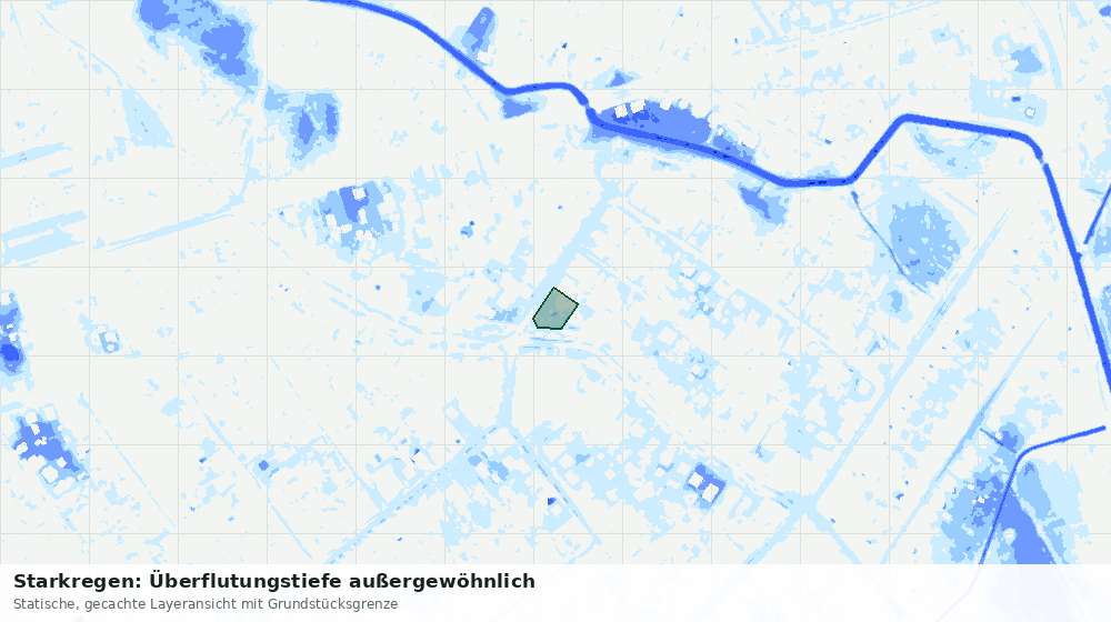Statische Kartenansicht: Starkregen: Überflutungstiefe außergewöhnlich