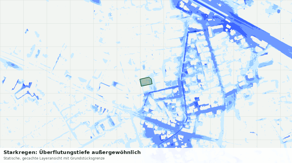 Statische Kartenansicht: Starkregen: Überflutungstiefe außergewöhnlich