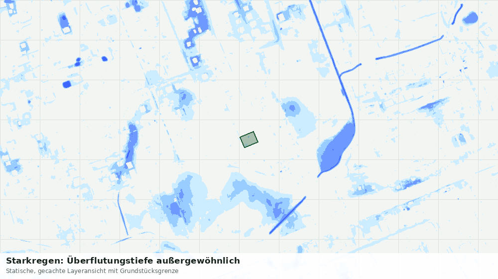 Statische Kartenansicht: Starkregen: Überflutungstiefe außergewöhnlich