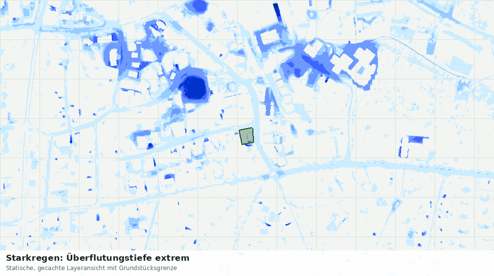 Statische Kartenansicht: Starkregen: Überflutungstiefe extrem