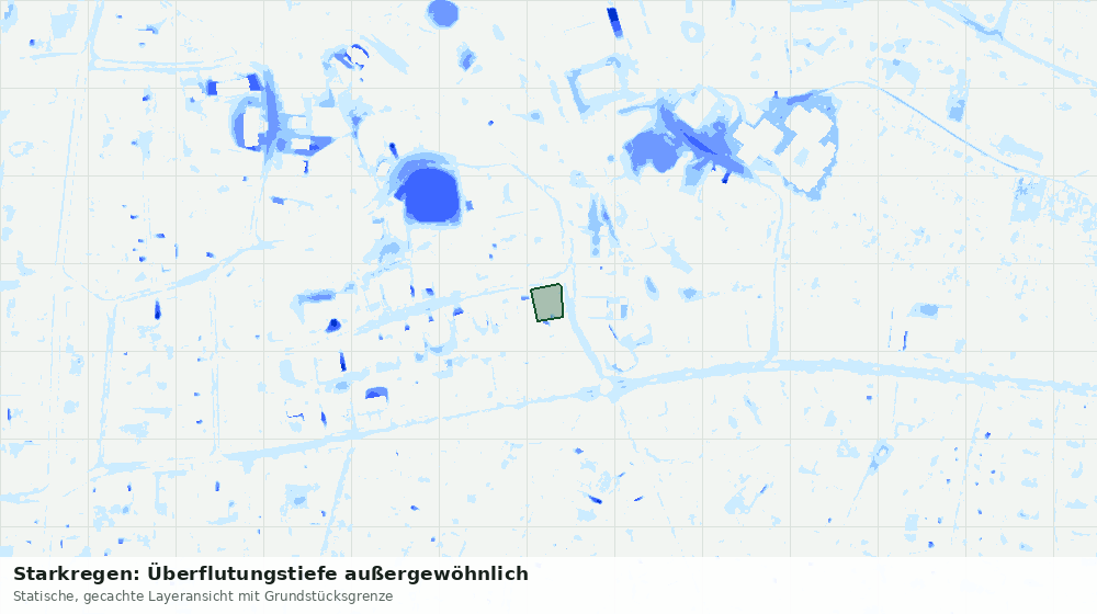 Statische Kartenansicht: Starkregen: Überflutungstiefe außergewöhnlich