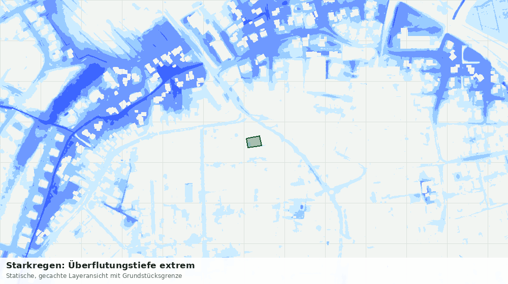 Statische Kartenansicht: Starkregen: Überflutungstiefe extrem