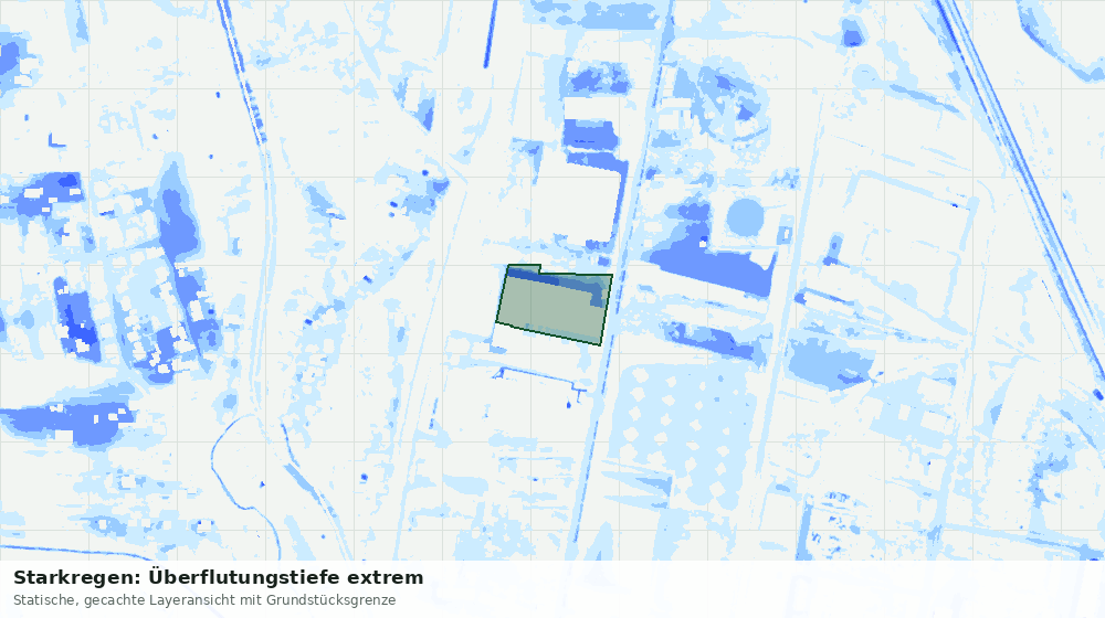 Statische Kartenansicht: Starkregen: Überflutungstiefe extrem