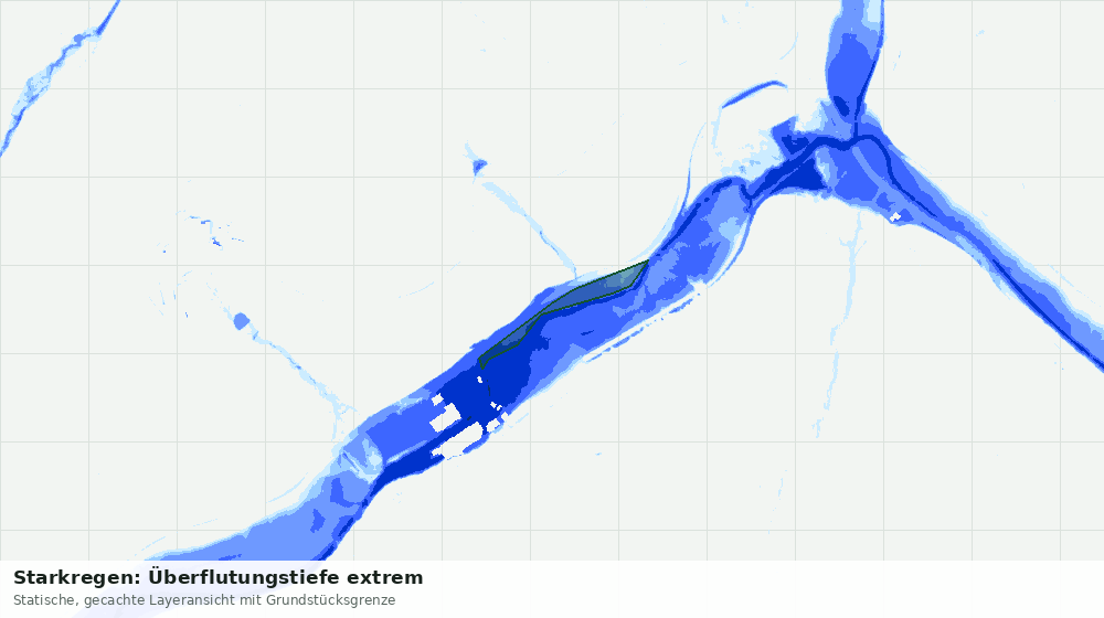 Statische Kartenansicht: Starkregen: Überflutungstiefe extrem