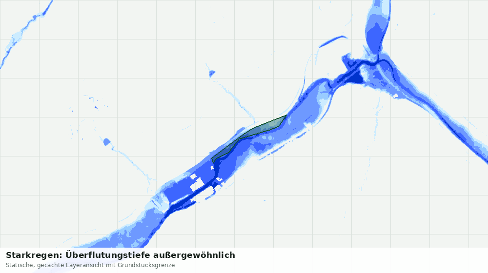 Statische Kartenansicht: Starkregen: Überflutungstiefe außergewöhnlich