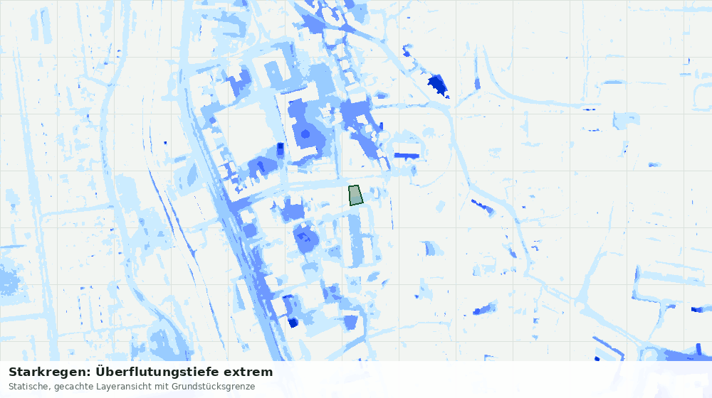 Statische Kartenansicht: Starkregen: Überflutungstiefe extrem