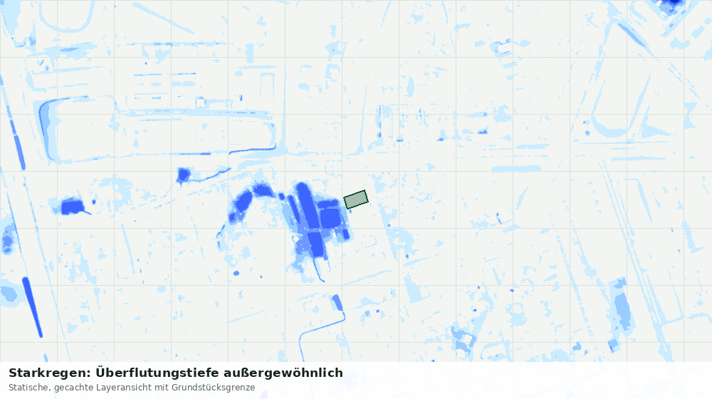 Statische Kartenansicht: Starkregen: Überflutungstiefe außergewöhnlich