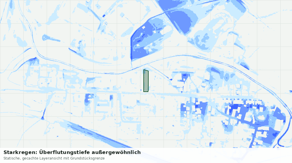 Statische Kartenansicht: Starkregen: Überflutungstiefe außergewöhnlich