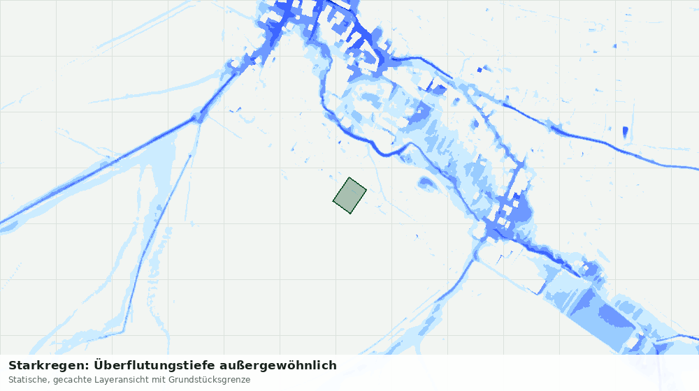 Statische Kartenansicht: Starkregen: Überflutungstiefe außergewöhnlich