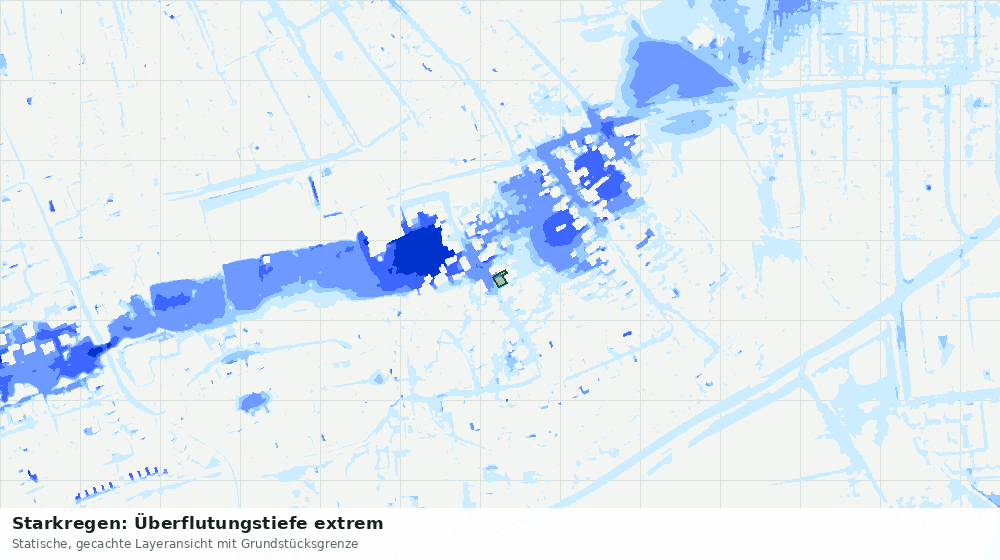 Statische Kartenansicht: Starkregen: Überflutungstiefe extrem