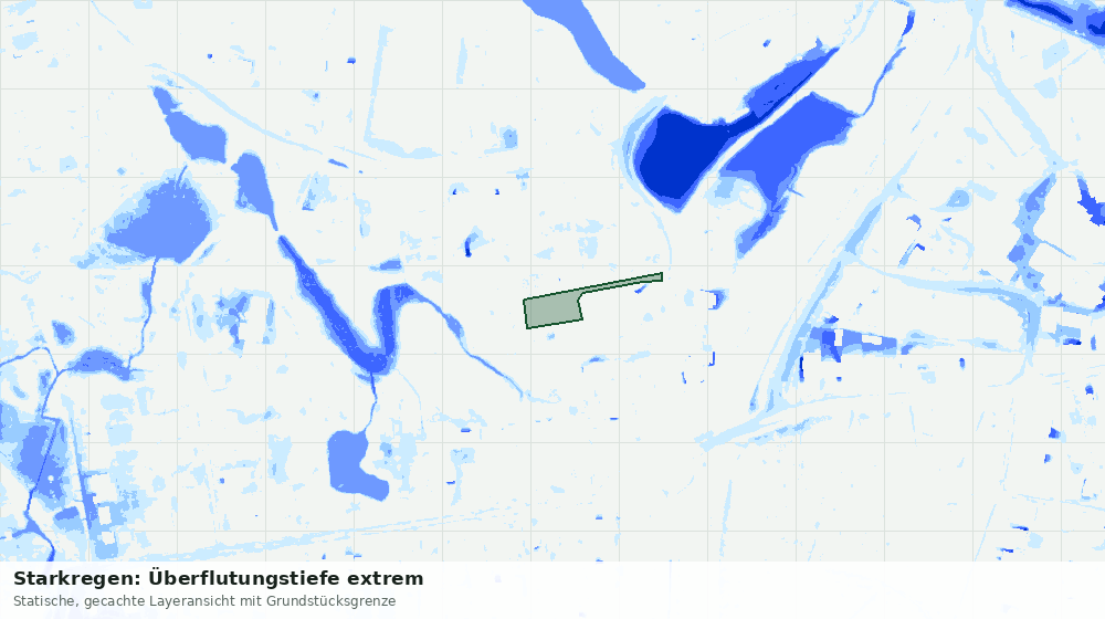 Statische Kartenansicht: Starkregen: Überflutungstiefe extrem